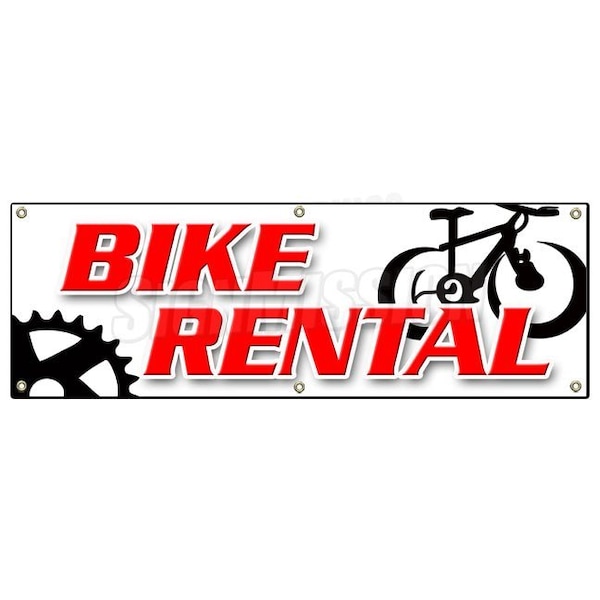 BIKE RENTAL BANNER SIGN bicycle shop repair rent scooter cycle helmet